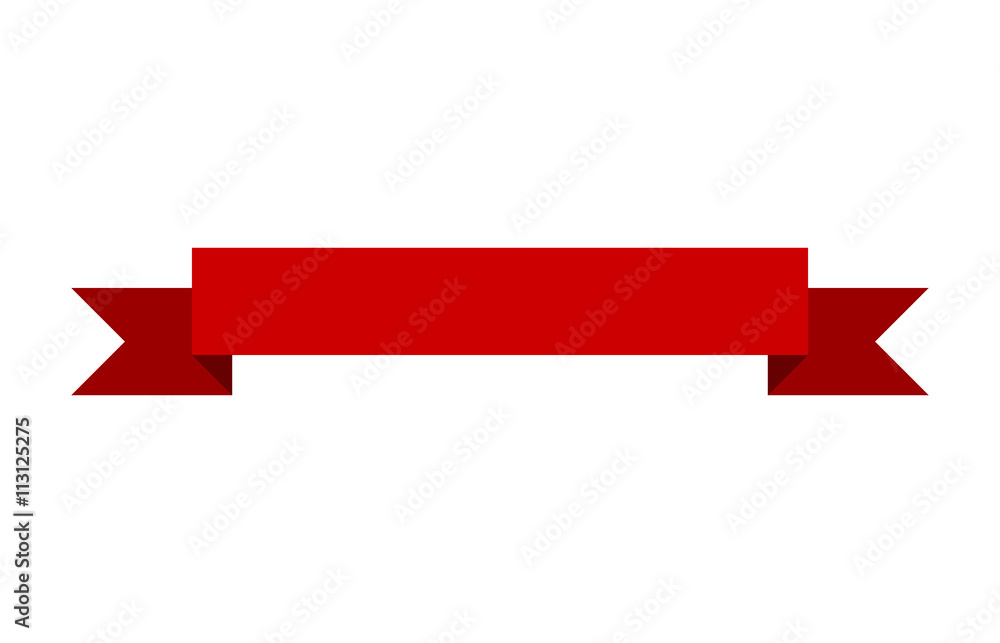 Red banner ribbon flat vector design for print and websites - obrazy, fototapety, plakaty 