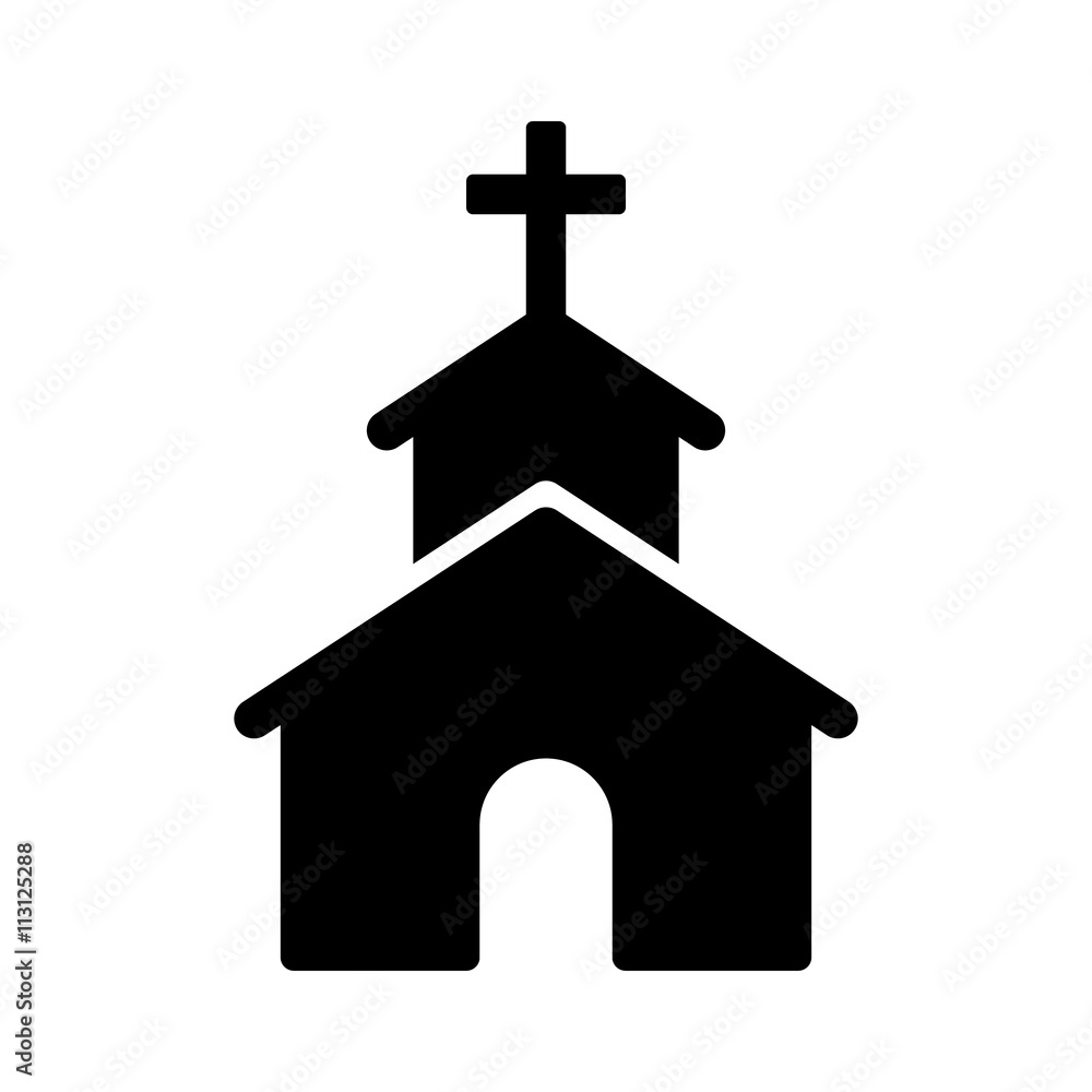 Christian church / chapel with cross flat icon for apps and websites