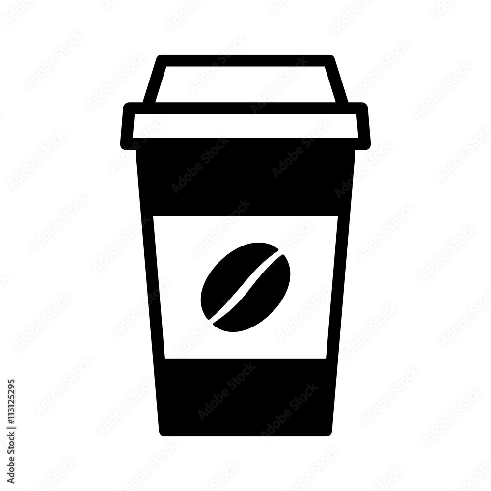 Coffee in disposable paper cup with bean flat icon for apps and websites Coffee in disposable paper cup with bean flat icon for apps and websites
