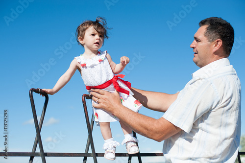 father's day, father, daughter, man, girl, baby, walk, train, play, love © ruslanshug