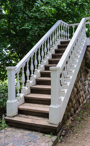 Fototapeta Naklejka Na Ścianę i Meble -  White staircase with banister