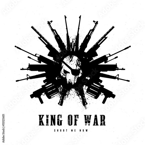 king of war, Gun and skull logo template.