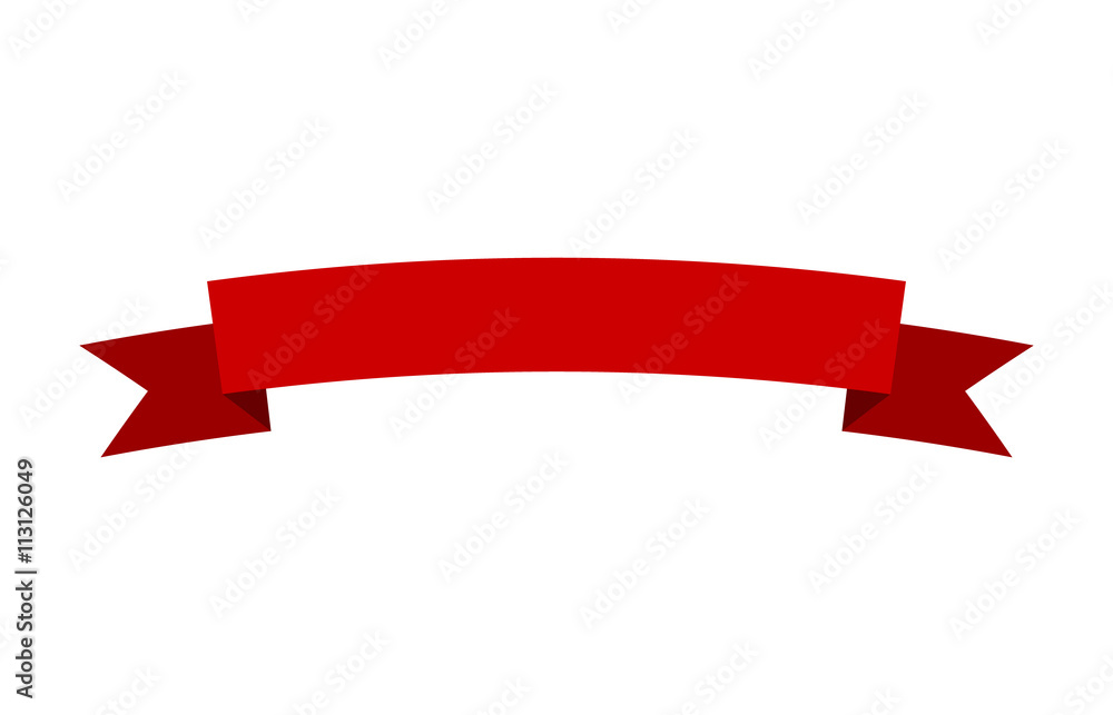 Curved Red Banner Ribbon Flat Vector Design For Print And Websites