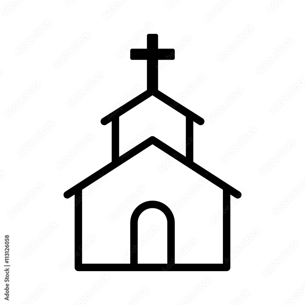 Christian church / chapel with cross line art icon for apps and websites Christian church / chapel with cross line art icon for apps and websites