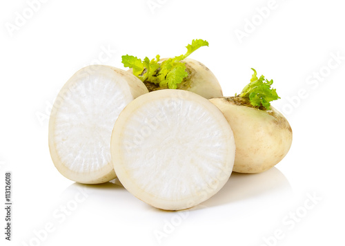 Mini white turnips isolated on white background