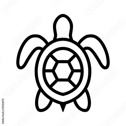 Sea turtle / marine turtle top view line art icon for nature apps and websites