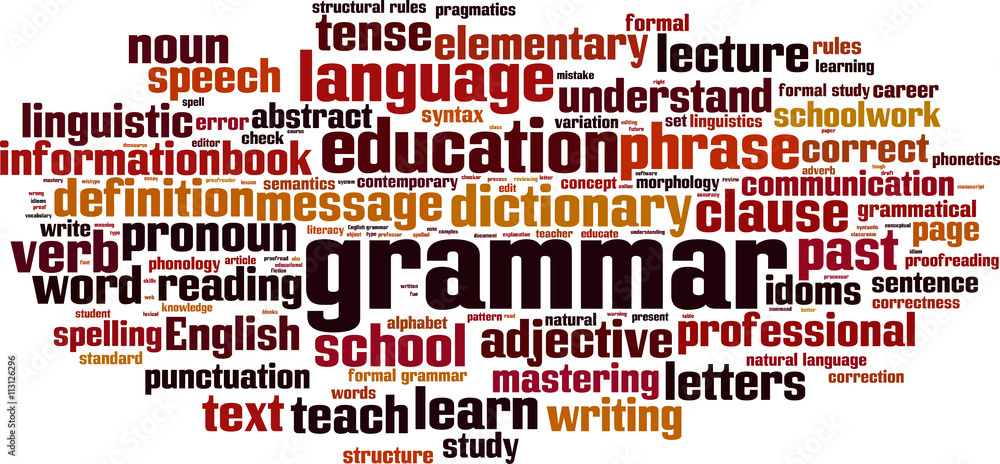Grammar word cloud concept. Vector illustration Grammar word cloud concept. Vector illustration