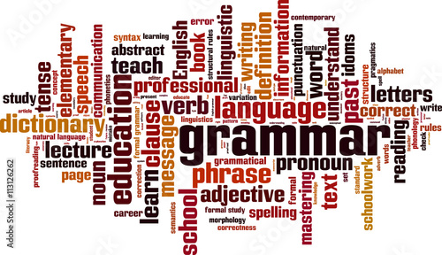 Grammar word cloud concept. Vector illustration photo