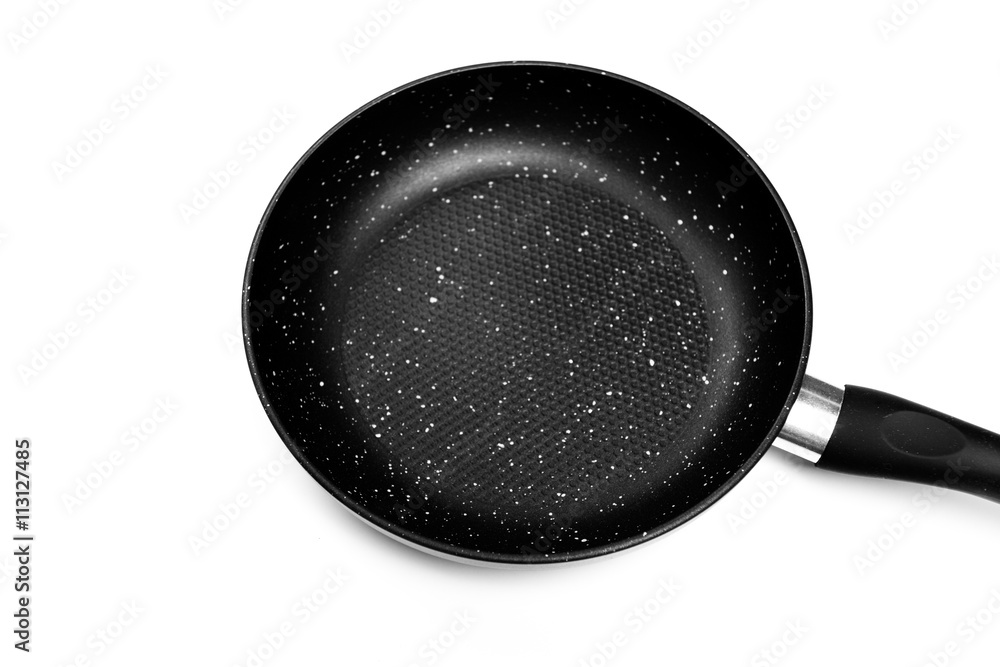 black frying pan isolated on white background black frying pan isolated on white background