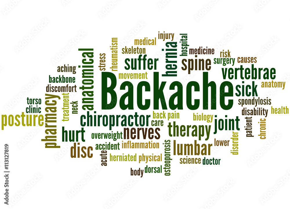 Backache, word cloud concept 4 Backache, word cloud concept 4