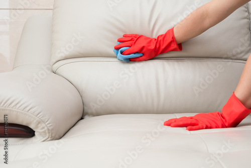 cleaning leather sofa at home