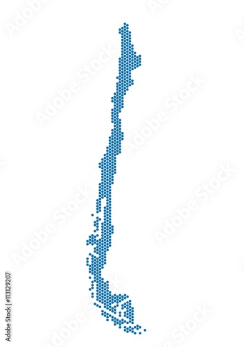 Blue dot Chile map on white background. Vector illustration.