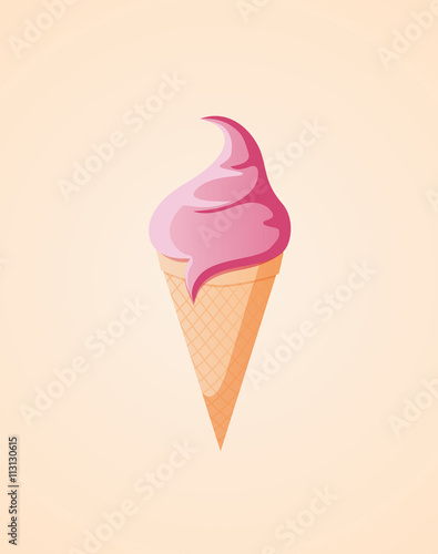 Pink ice-cream in a waffe cone