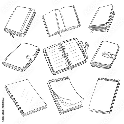 Vector Set of Sketch Notebooks, Notepads and Diaries