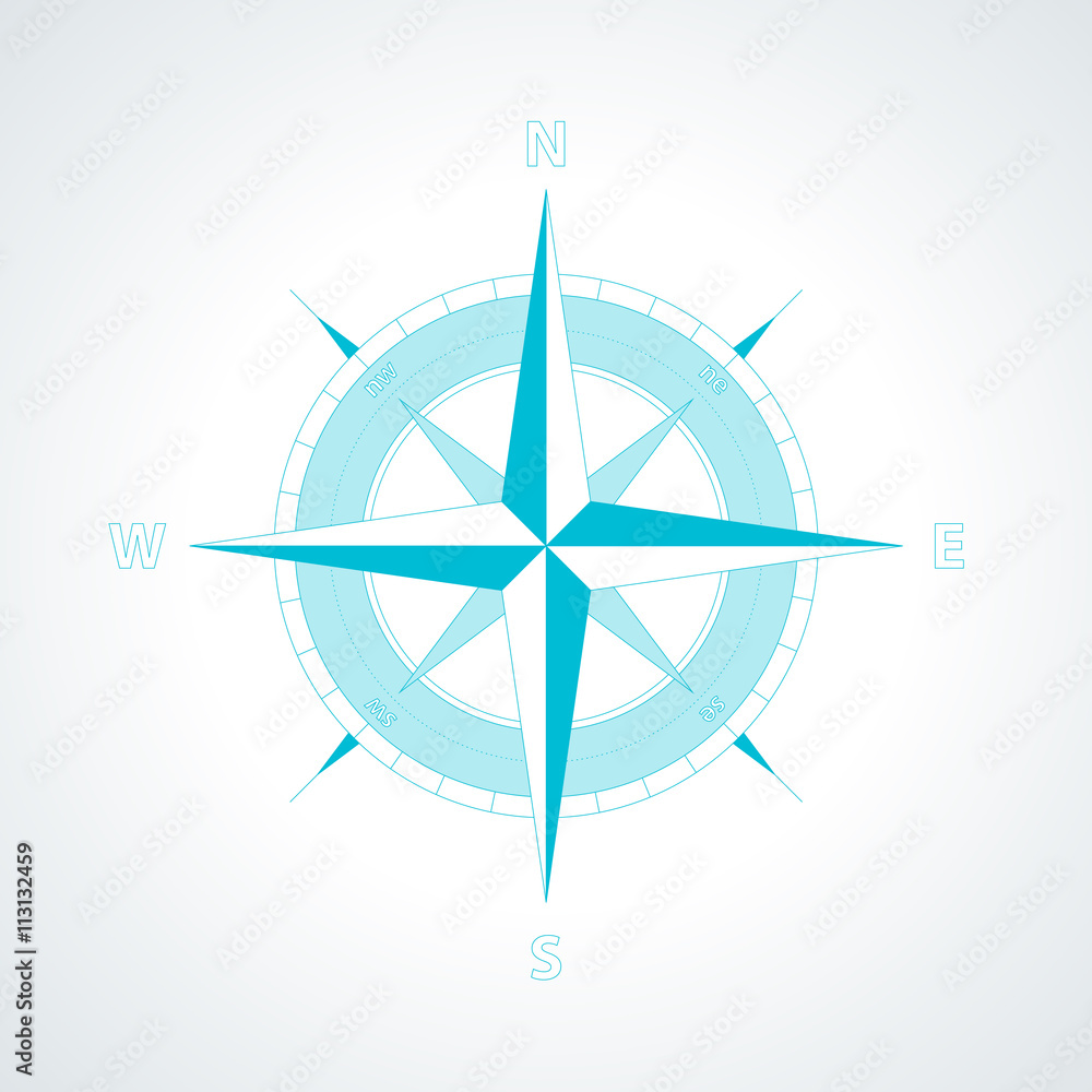 Simple wind rose isolated vector illustration. Simple wind rose isolated vector illustration.