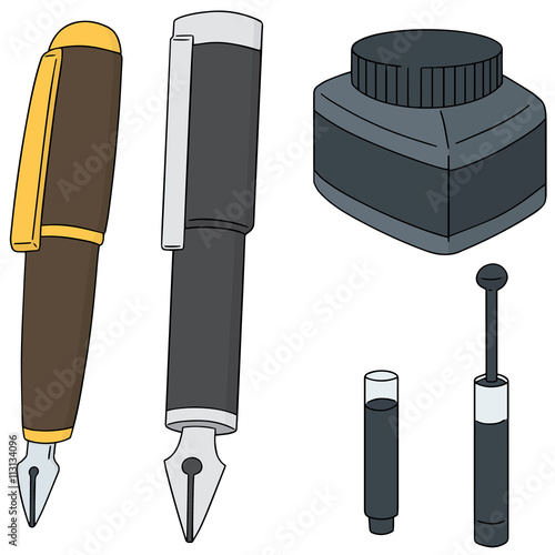 vector set of fountain pen