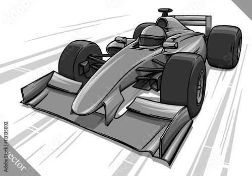funny fast cartoon formula race car vector illustration art