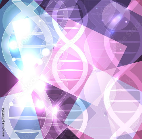 DNA chain abstract colorful background with abstract shapes and lights