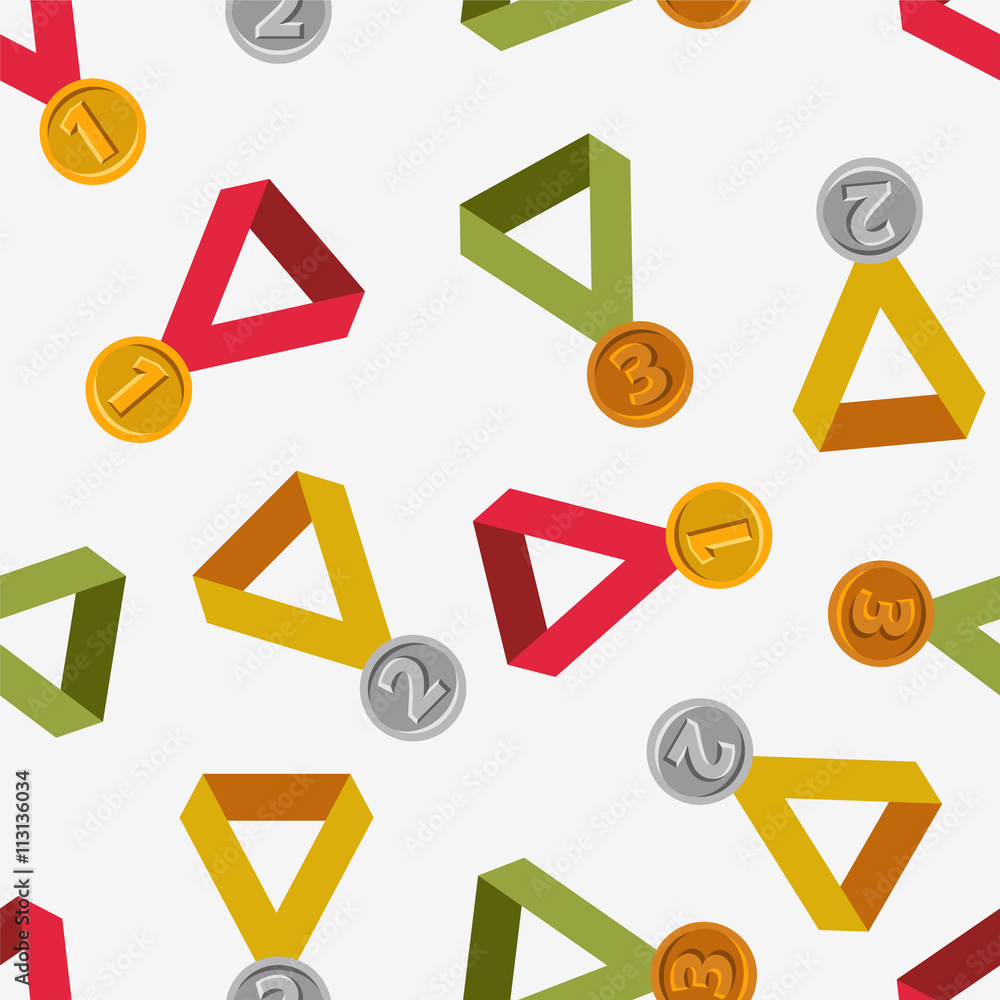 Fotografie Seamless sport pattern - Gold, silver, bronze medals