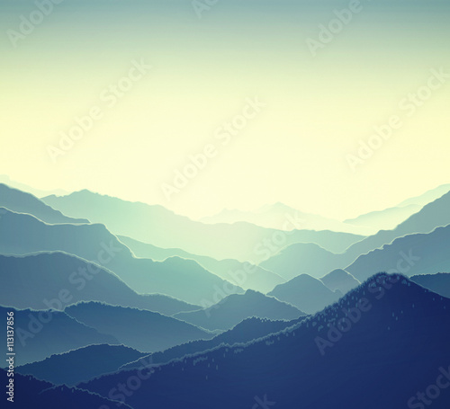 Mountain panoramic landscape. Nature background.