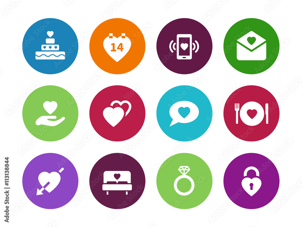 Love circle icons on white background. Love circle icons on white background.