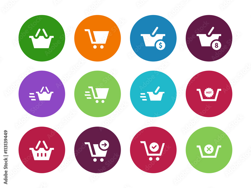 Checkout circle icons on white background. Checkout circle icons on white background.