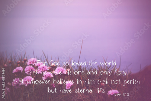 Inspirational verse from the bible on a blurred background photo