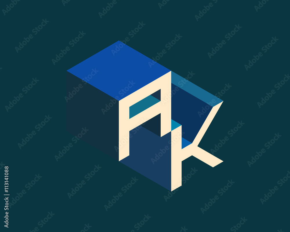 Ak Isometric 3d Letter Logo Three Dimensional Stock Vector Alphabet Font Typography Design Stock Vector Adobe Stock
