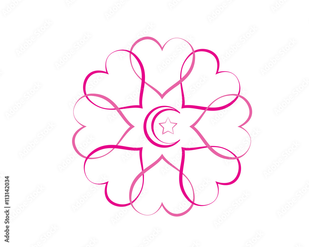 Fototapeta premium Modern Mosque Logo Symbol - Love Circle Silhouette
