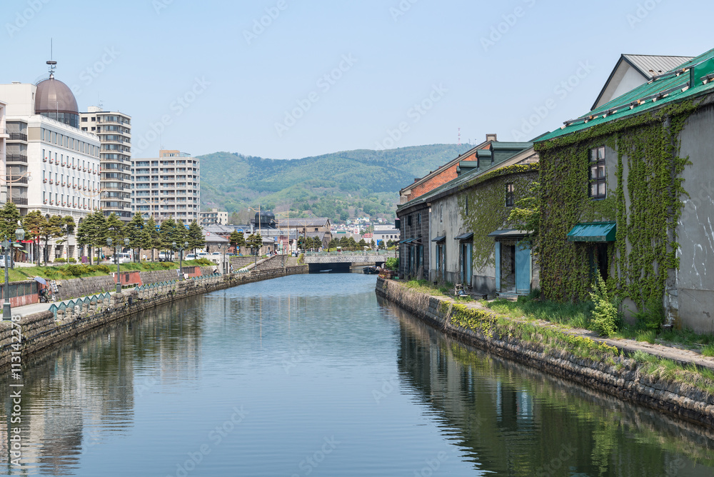 Otaru canal in the morning, springtime, Otaru canal is a landmark of Otaru city, Hokkaido, Japan Otaru canal in the morning, springtime, Otaru canal is a landmark of Otaru city, Hokkaido, Japan