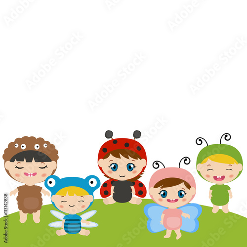 Kids dressed as insect cute costume