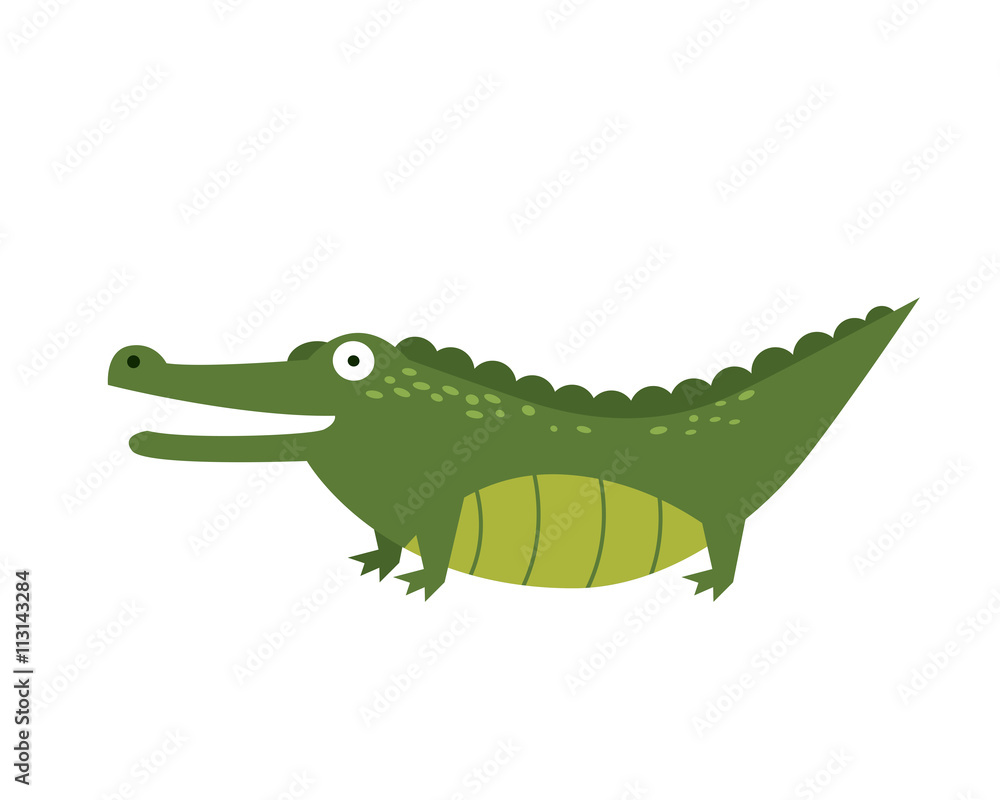 Flat Animal Character Logo - Crocodile