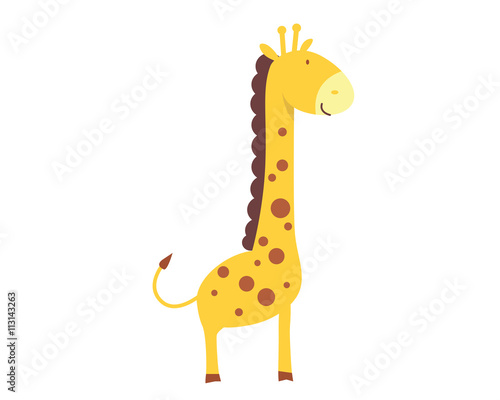 Flat Animal Character Logo - giraffe