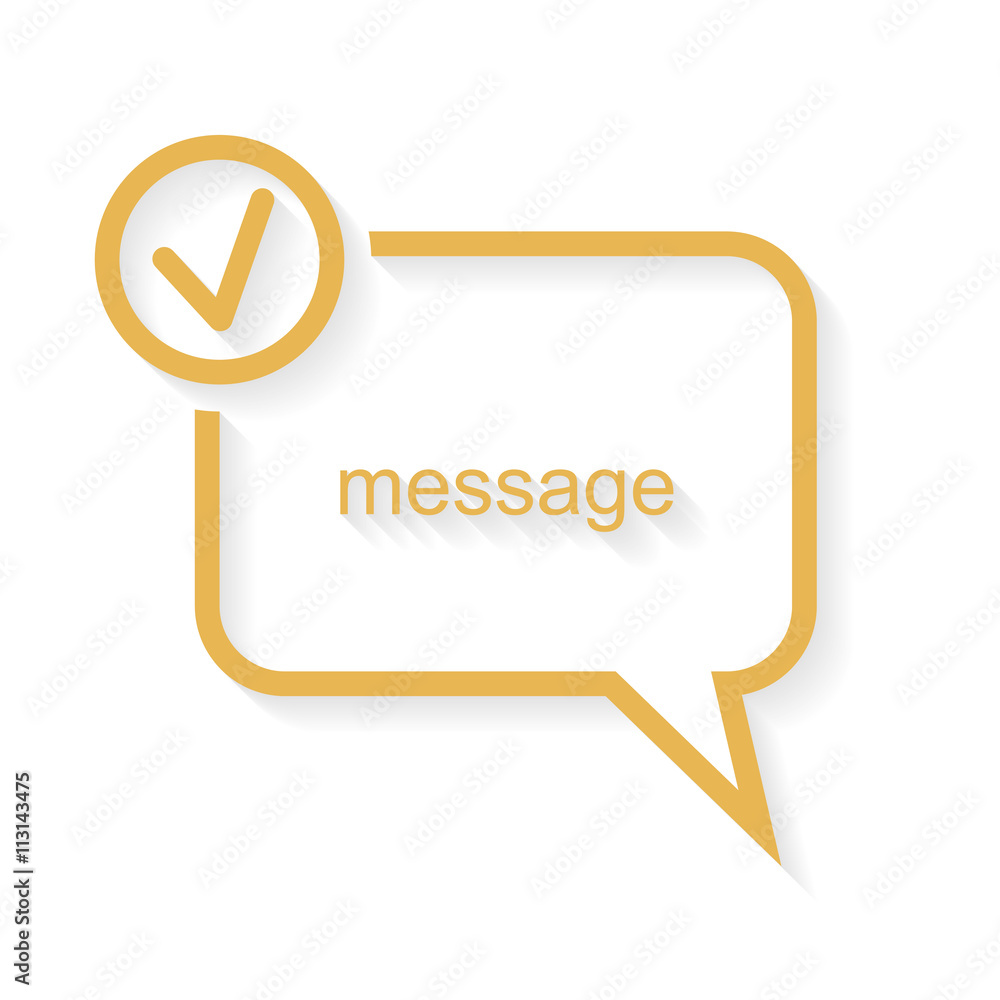 Spoken ball with a check mark and the shadow on a white background Spoken ball with a check mark and the shadow on a white background