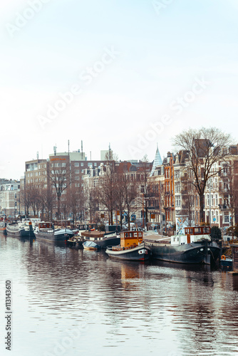 Amsterdam, Netherlands.-March 16, 2016 : Beautiful view of Amste