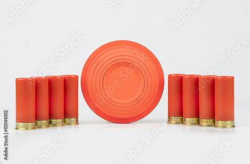 Clay pigeons and shotgun shells
