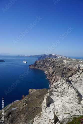 View of Santorini, caldera and the Aegean Sea from Pyrgos Villag