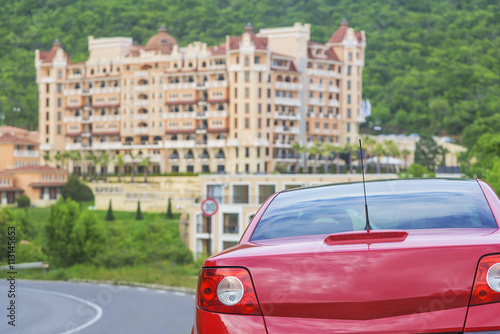 Red car on the road