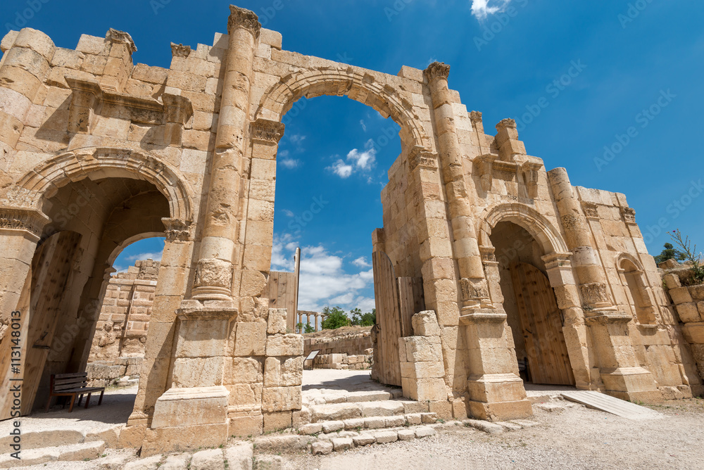The Arch of Hadrian in Jerash, Jordan.