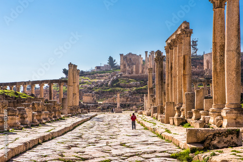 Ruins of Jerash, ancient Roman town in Jordan  photo