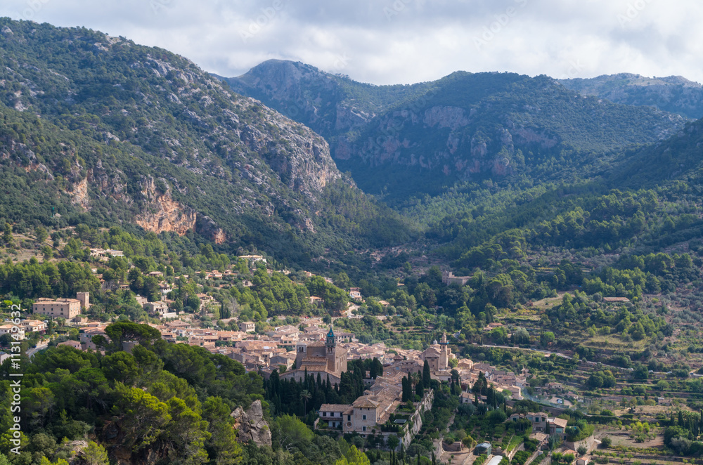 Panoramic view of Valdemossa in Mallorca, Spain