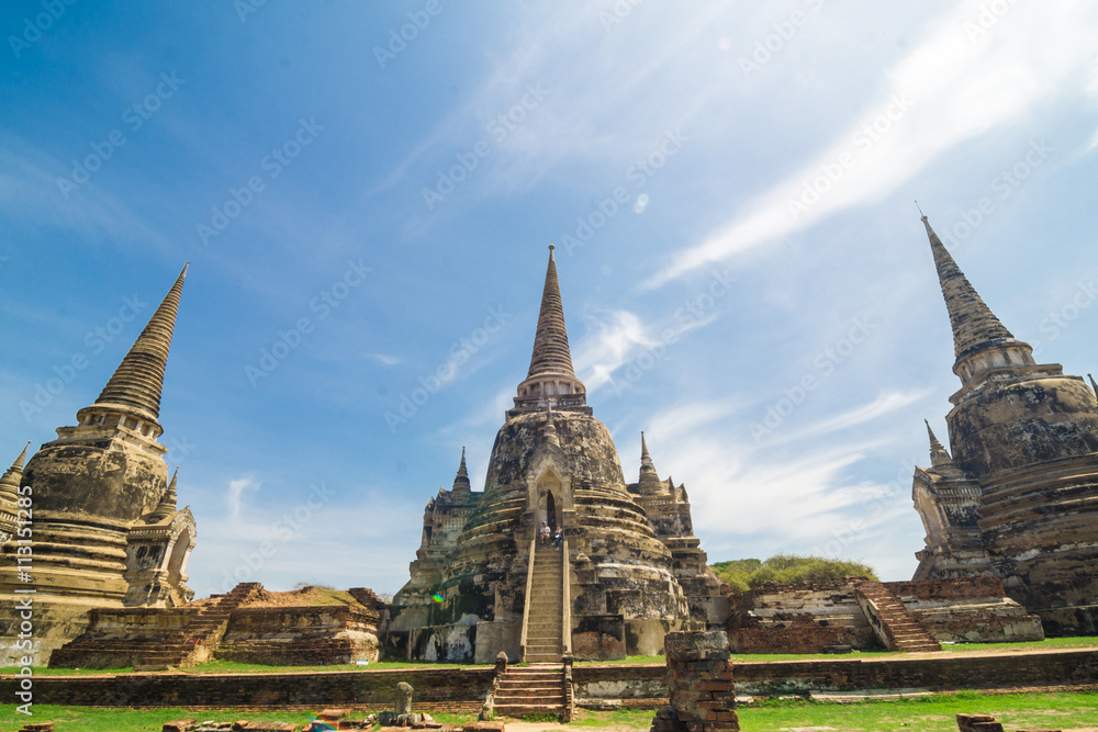 Ayutthaya Historical Park with Tree branch blue sky, Phra Nakhon Ayutthaya Historical Park with Tree branch blue sky, Phra Nakhon