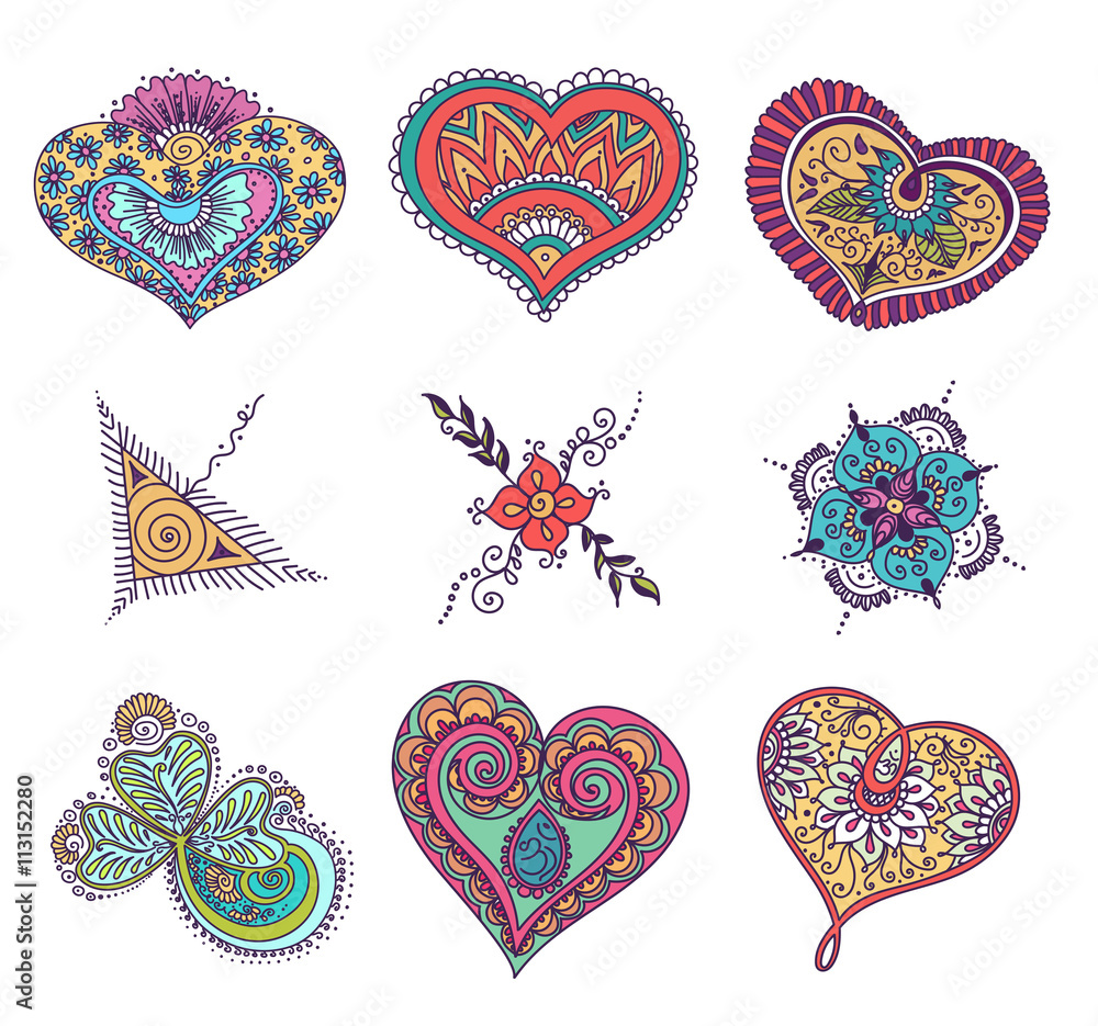 Naklejka premium tattoo henna element set