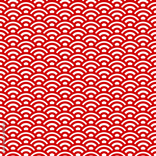 Red and white waves, japanese pattern