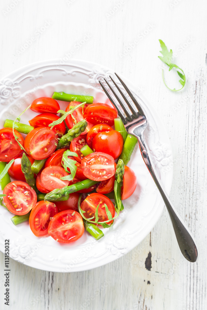 Fresh salad with cherry tomatoes and asparagus Fresh salad with cherry tomatoes and asparagus