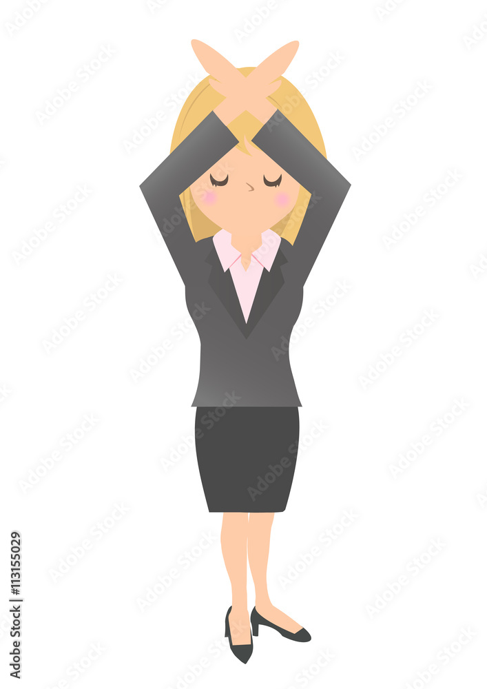 ポーズで不正解を表す女性会社員