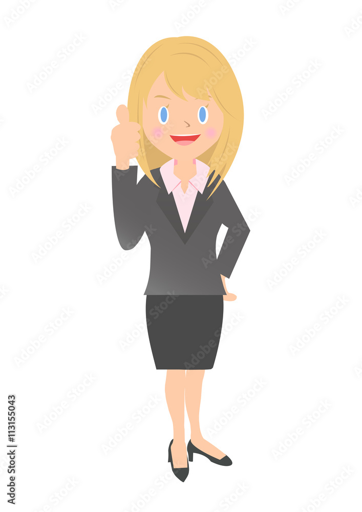 親指を立てる女性会社員 親指を立てる女性会社員