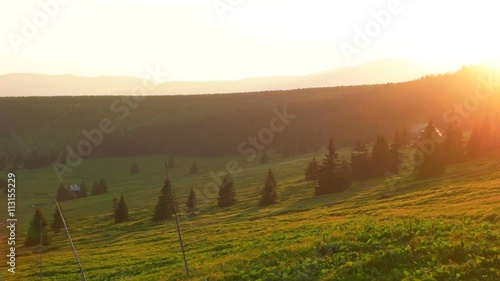 Sun Setting Down Behind Snezka Mountains