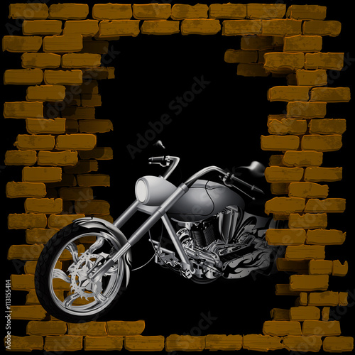 motorbike, chopper in breaking the brick wall