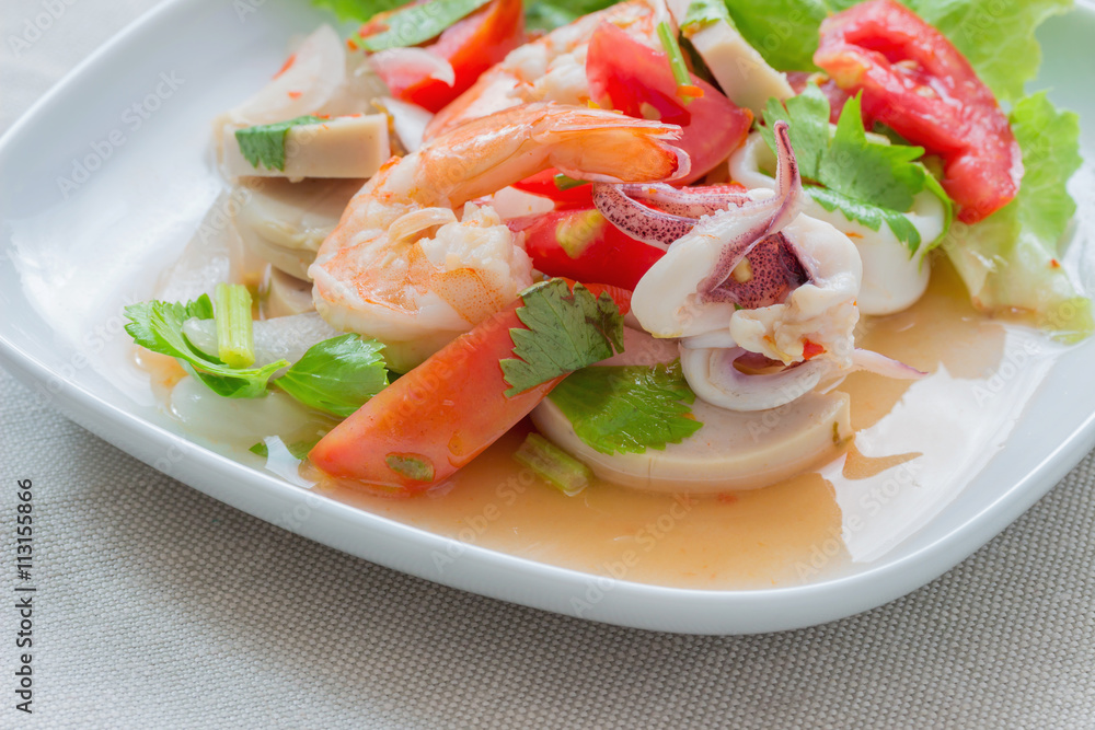 Mixed seafood salad ,thai food